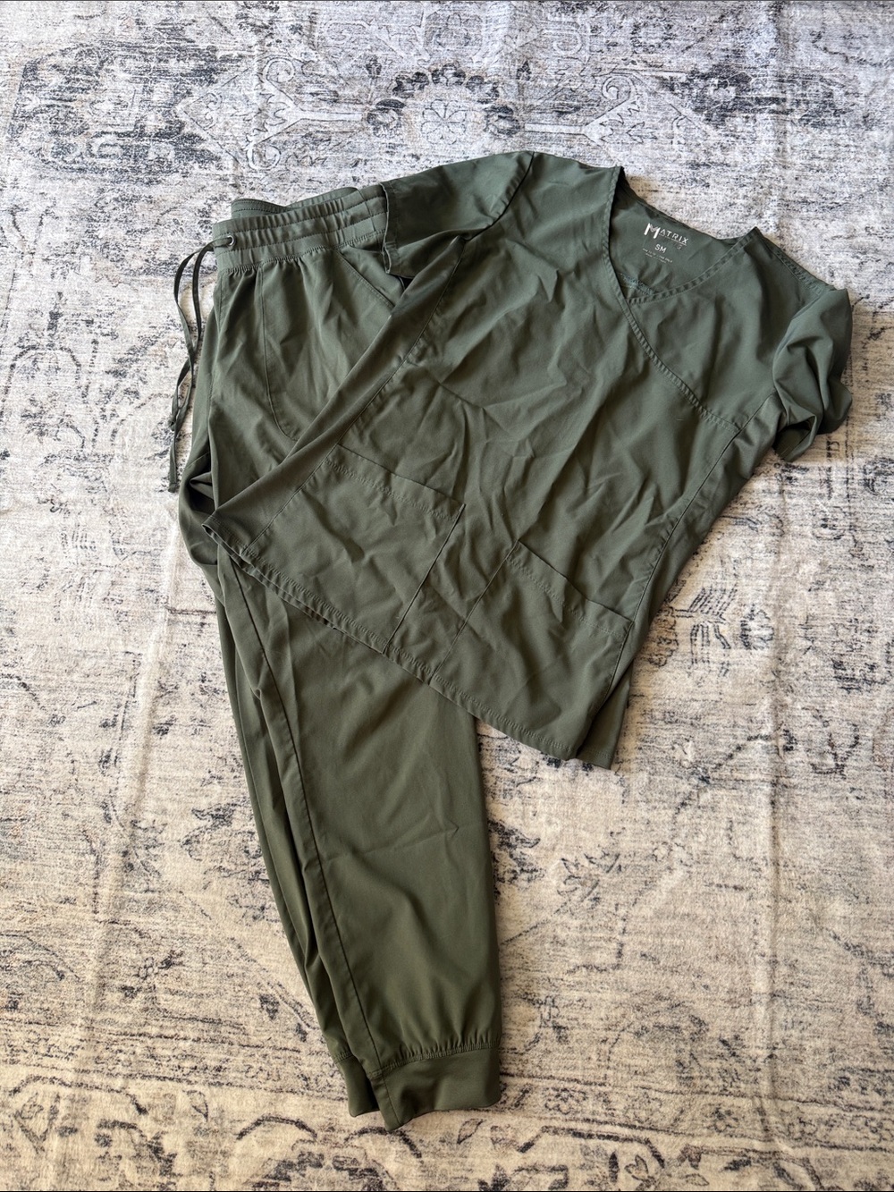 maevn green jogger style scrub set